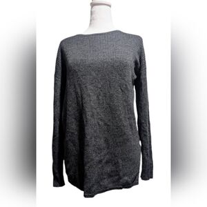 Kersh Charcoal Grey Long sleeve Merino Blend Ribbed  Sweater -M-